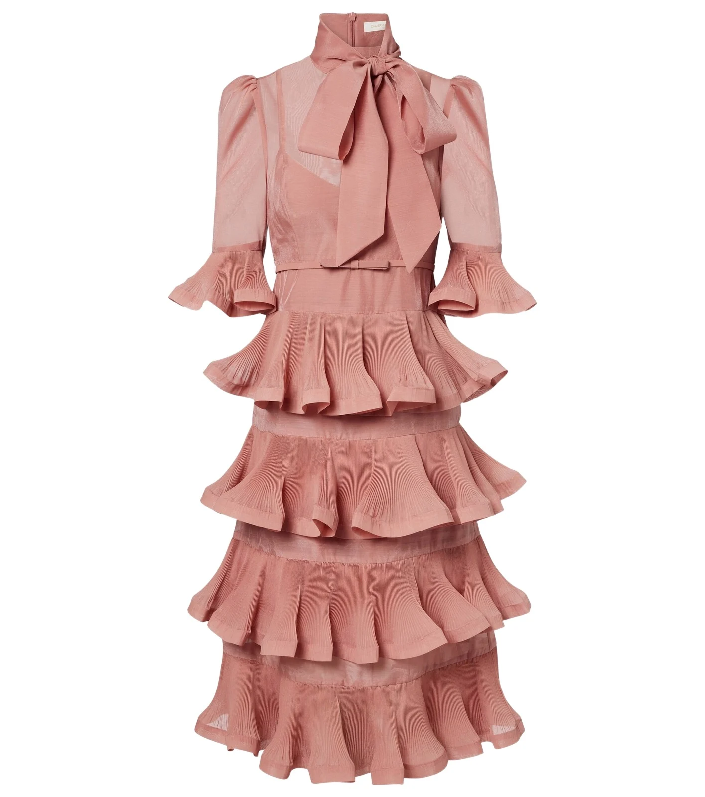 Tiered pleated midi dress