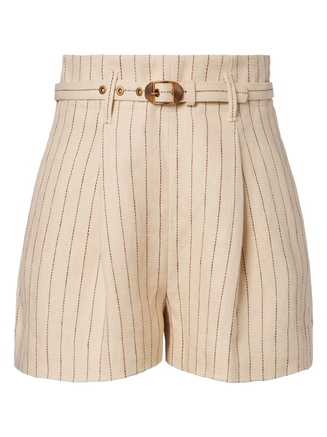 Zimmermann Striped belted linen shorts
