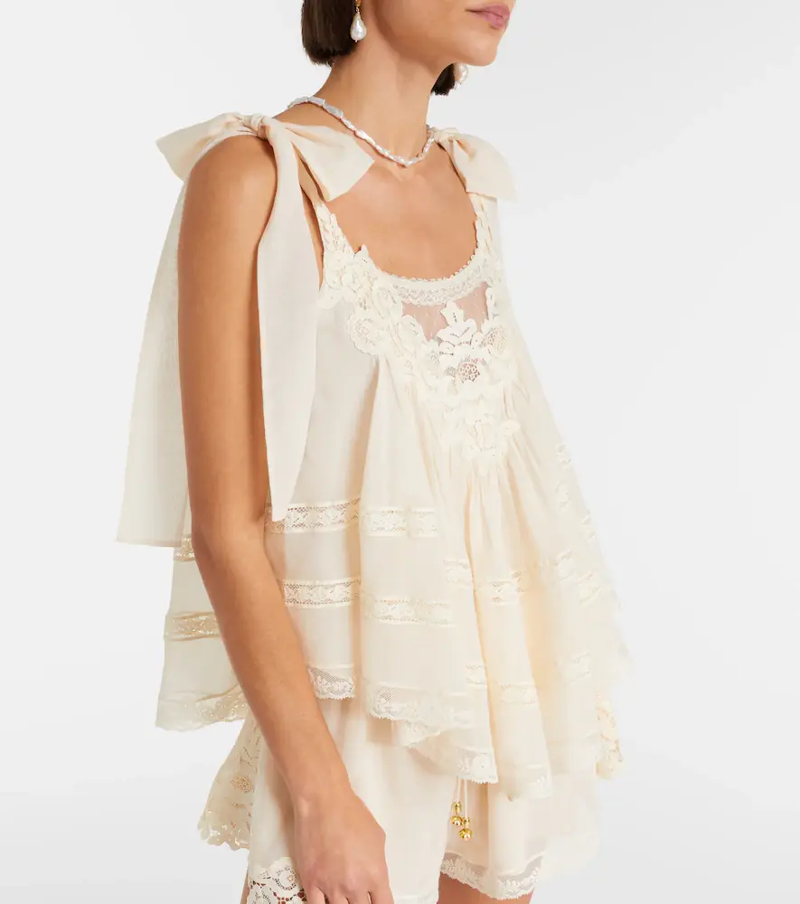Zimmermann Awaken lace-trimmed cotton and silk top | Thumbnail 3