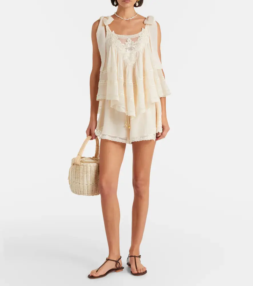 Zimmermann Awaken lace-trimmed cotton and silk top | Thumbnail 4