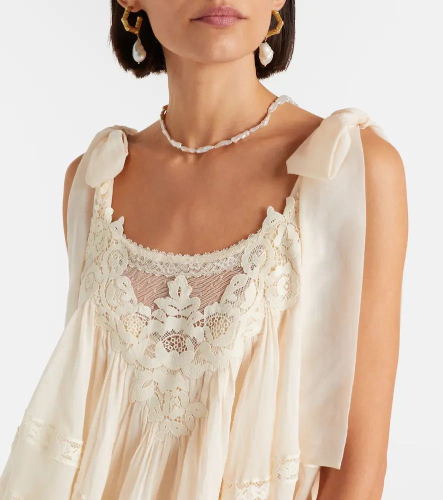 Zimmermann Awaken lace-trimmed cotton and silk top | Thumbnail 5