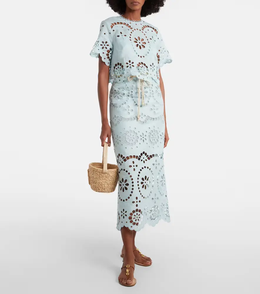 Zimmermann Awaken embroidered linen midi skirt | Thumbnail 2 Zimmermann Awaken embroidered linen midi skirt | Thumbnail 2