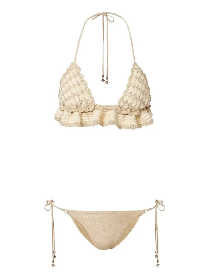 Wanderlust crochet and lamé bikini