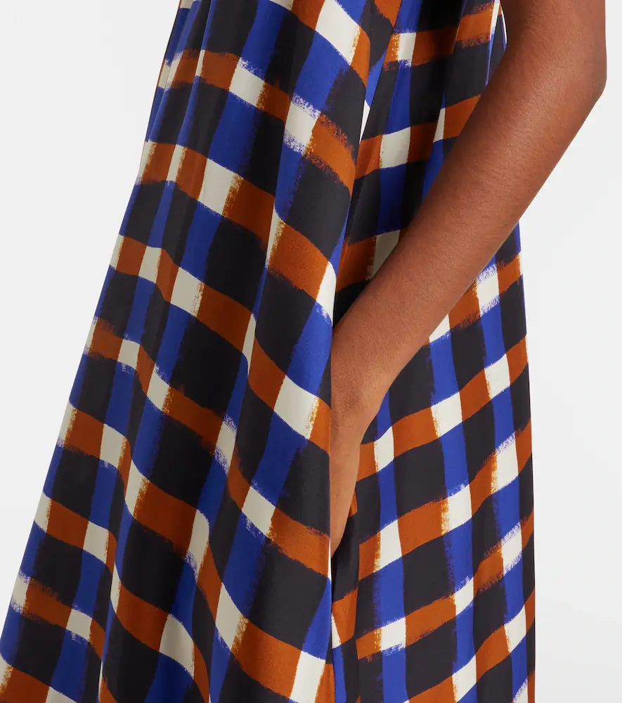 ASCENO Napoli checked silk twill maxi dress | Thumbnail 2