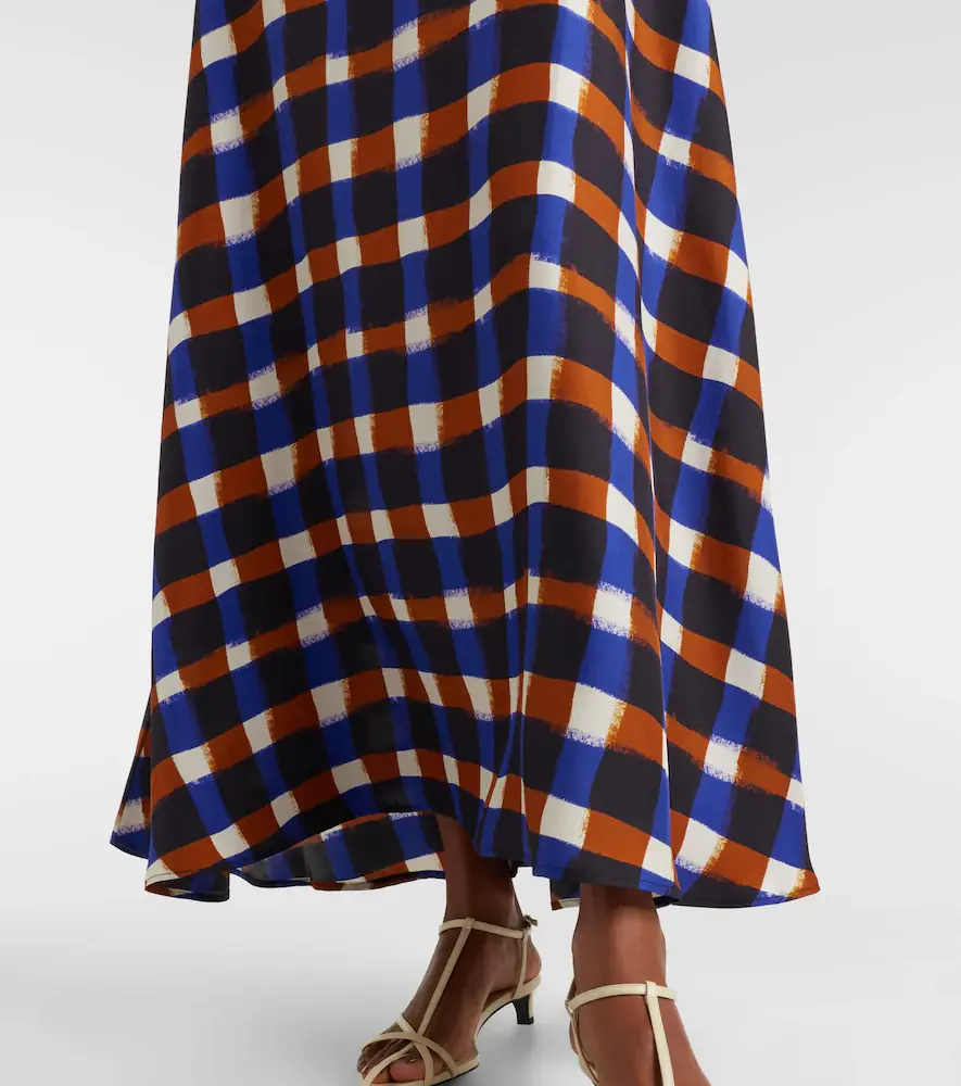 ASCENO Napoli checked silk twill maxi dress | Thumbnail 5