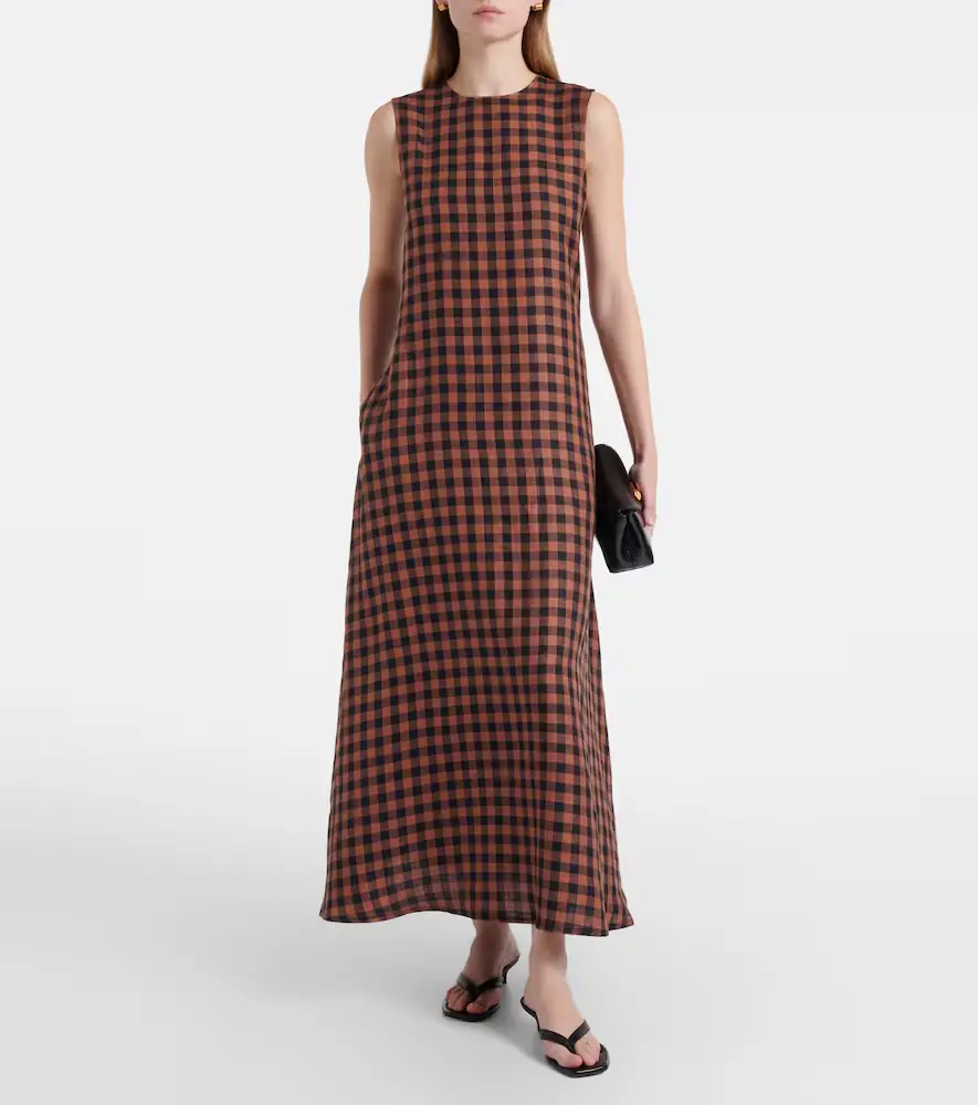 Asceno Tallin gingham linen maxi dress | Thumbnail 5