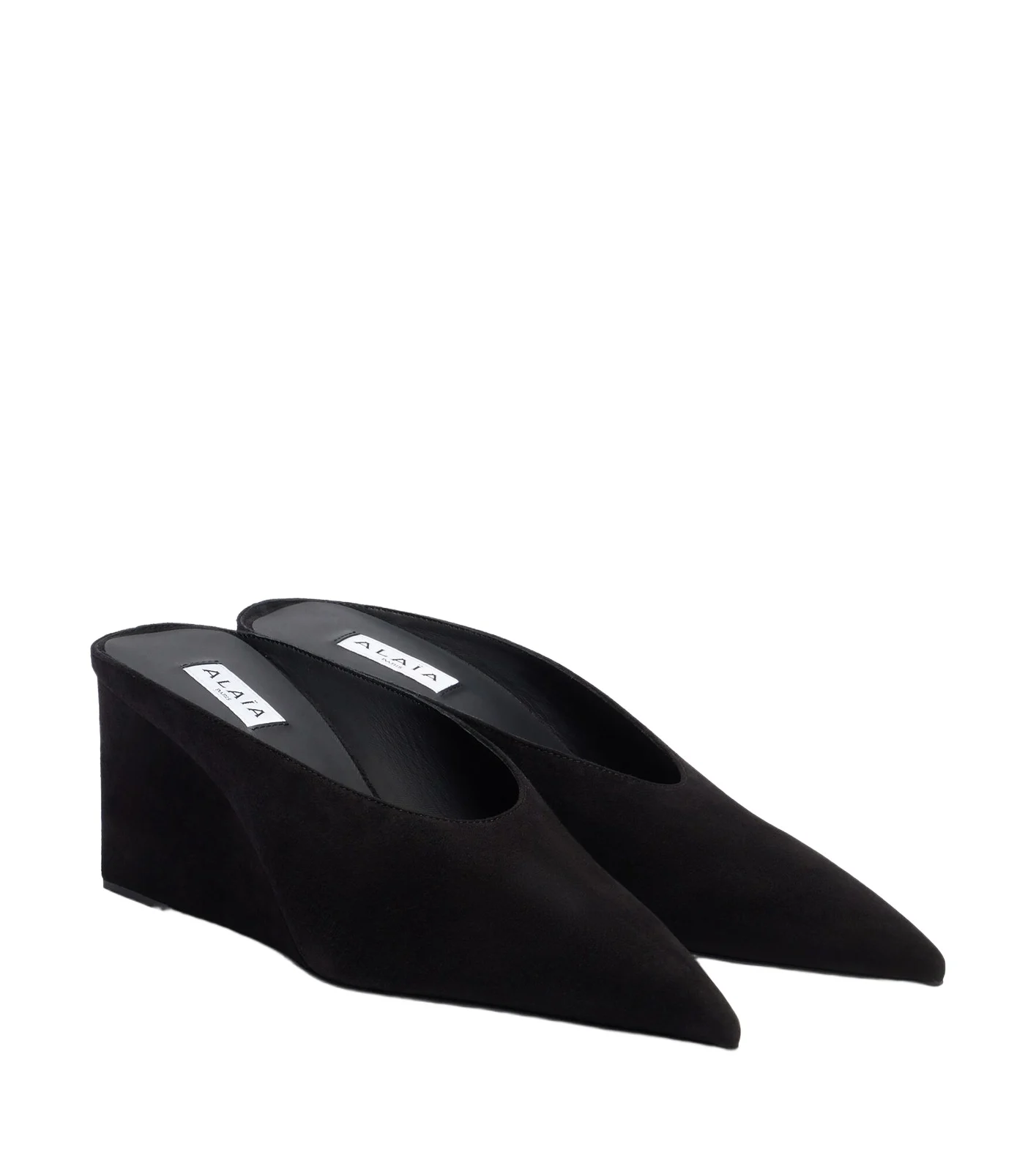 Alaïa Cube 75 suede wedge mules