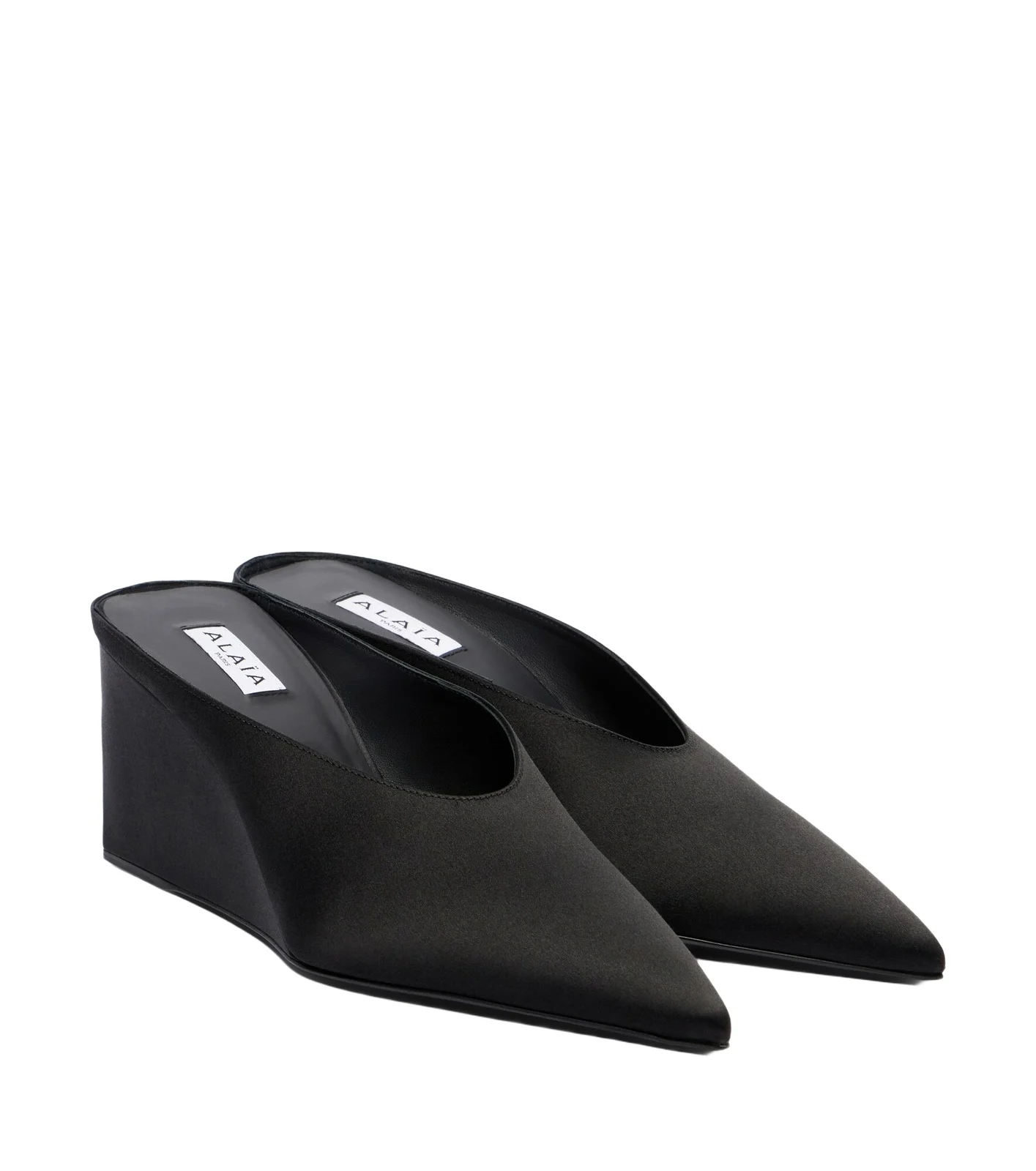 Alaïa Alaïa Cube 75 satin wedge mules