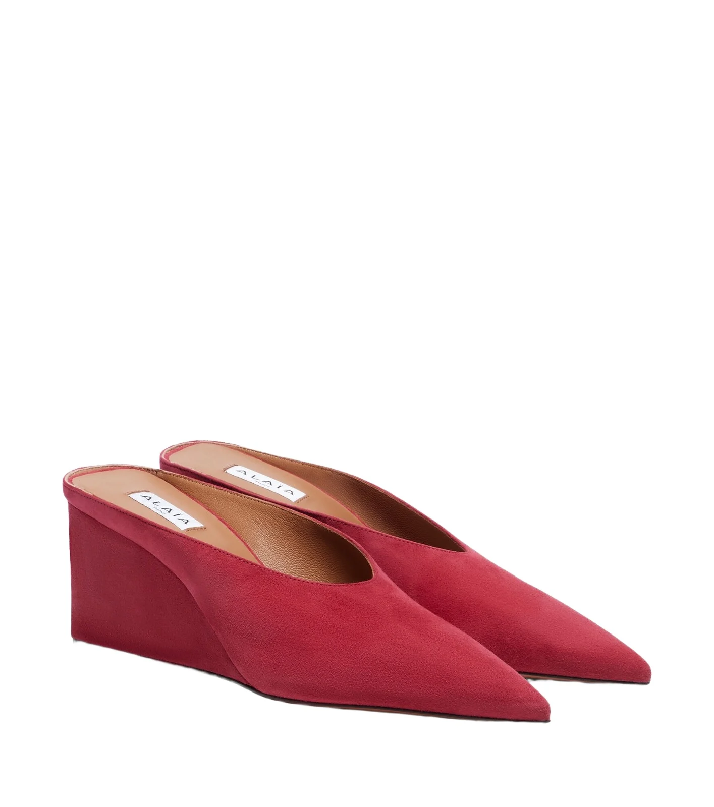 Alaïa Cube 75 suede wedge mules