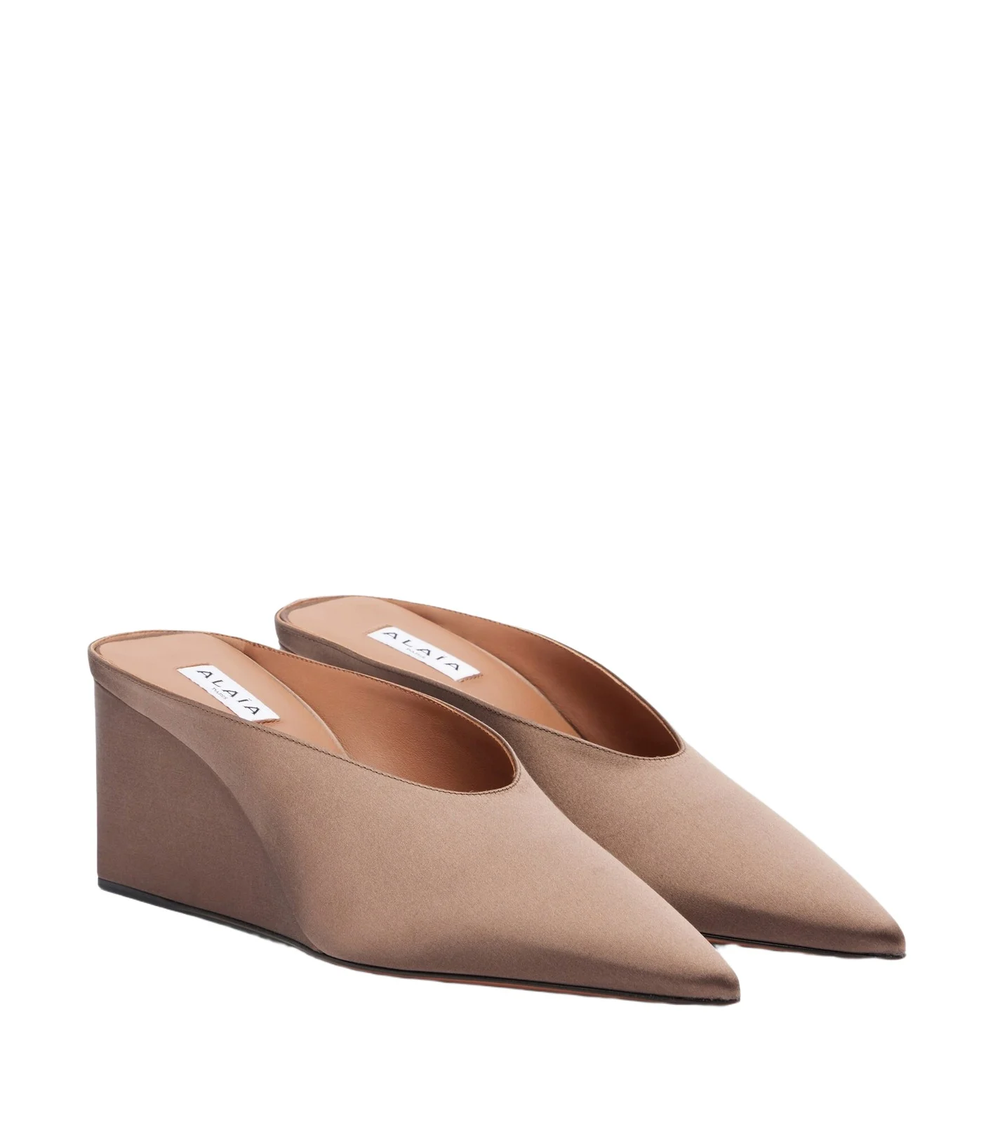 ALAÏA Cube satin wedge mules