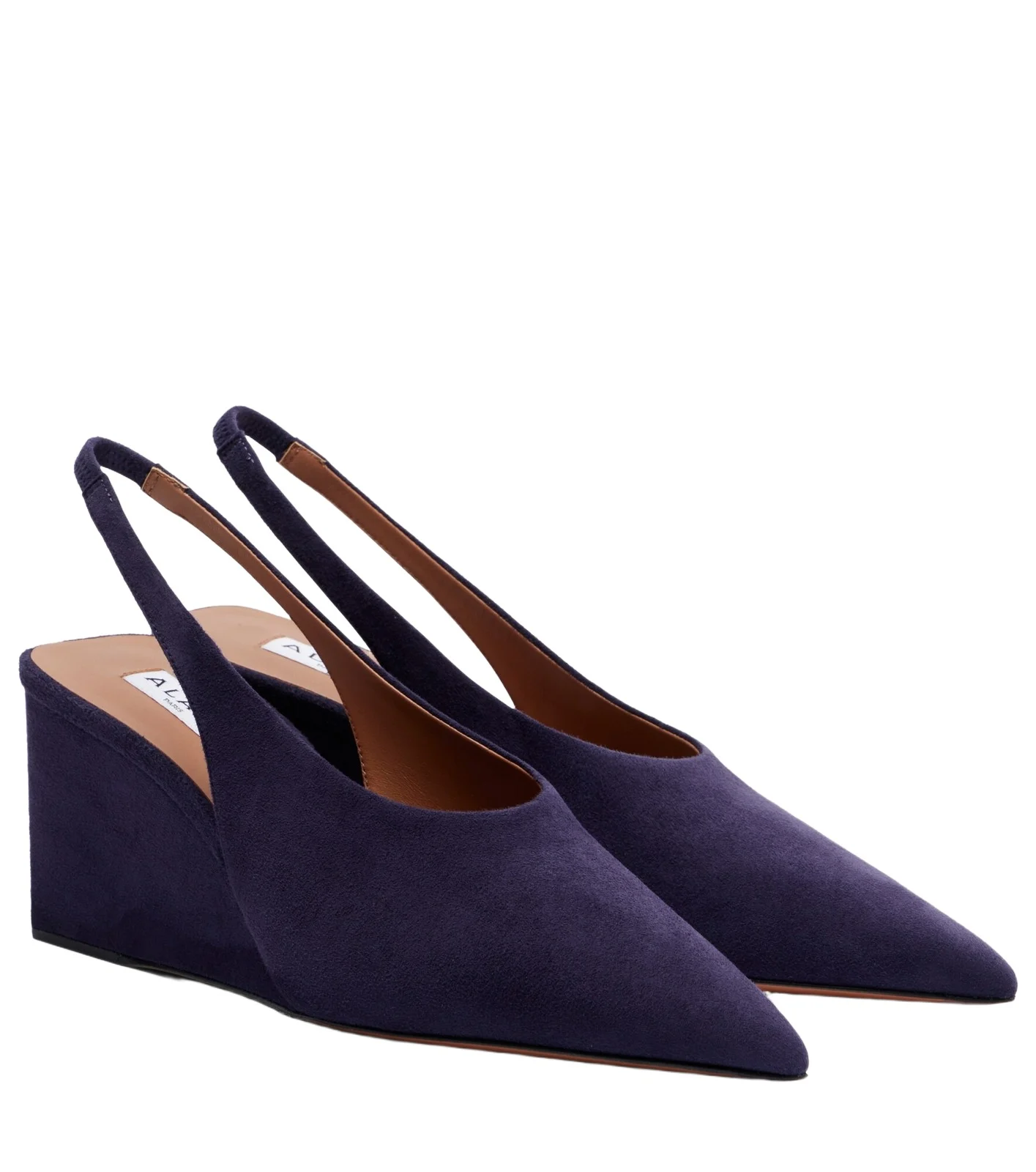 ALAÏA ALAÏA Cube suede wedge slingback pumps