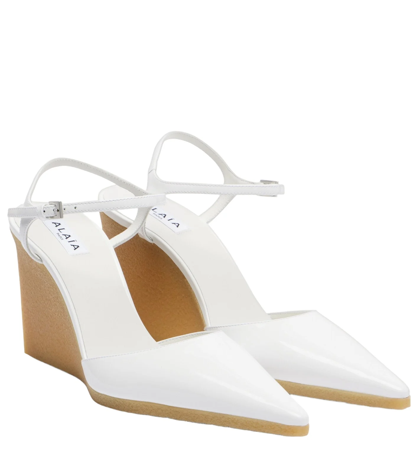 ALAÏA 90 patent leather wedge slingback pumps ALAÏA 90 patent leather wedge slingback pumps