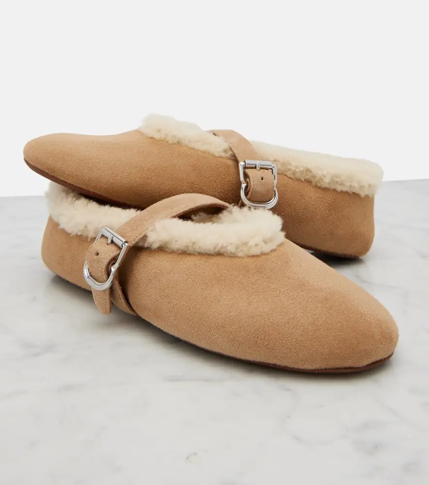 Alaïa Alaïa Shearling-lined suede ballet flats | Thumbnail 3 Alaïa Alaïa Shearling-lined suede ballet flats | Thumbnail 3