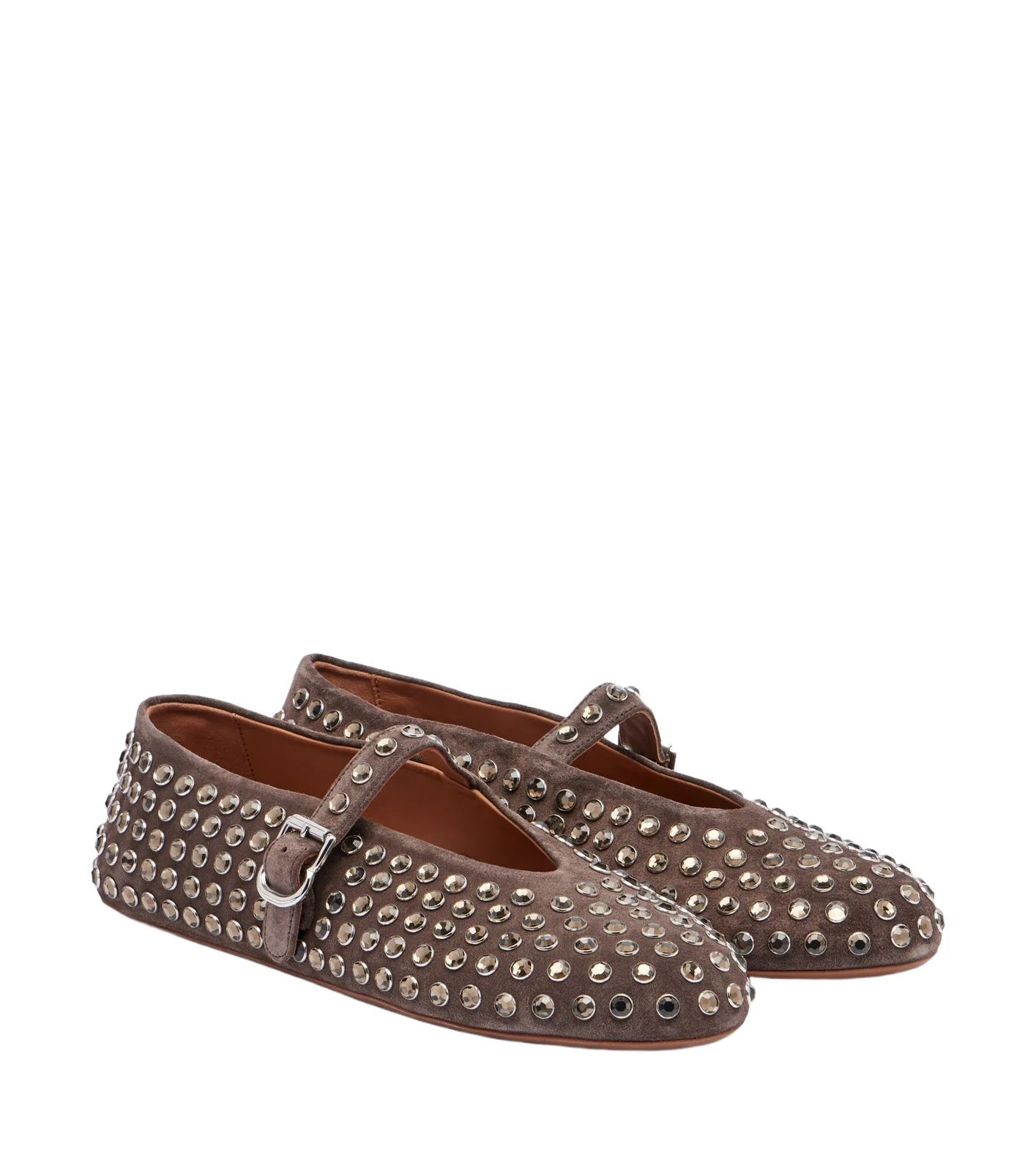 Alaïa Alaïa Embellished suede Mary Jane flats