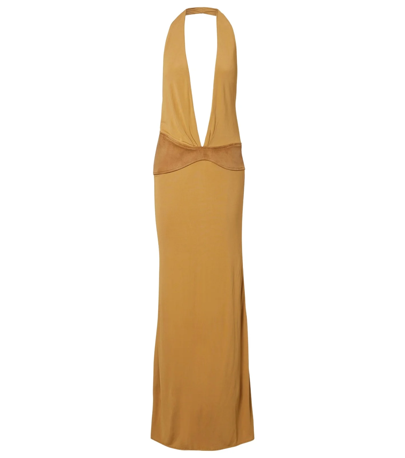Suede-trimmed jersey gown Suede-trimmed jersey gown