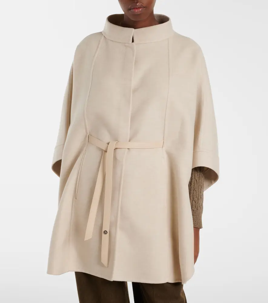 Loro Piana Salzburg leather-trimmed cashmere cape | Thumbnail 2 Loro Piana Salzburg leather-trimmed cashmere cape | Thumbnail 2