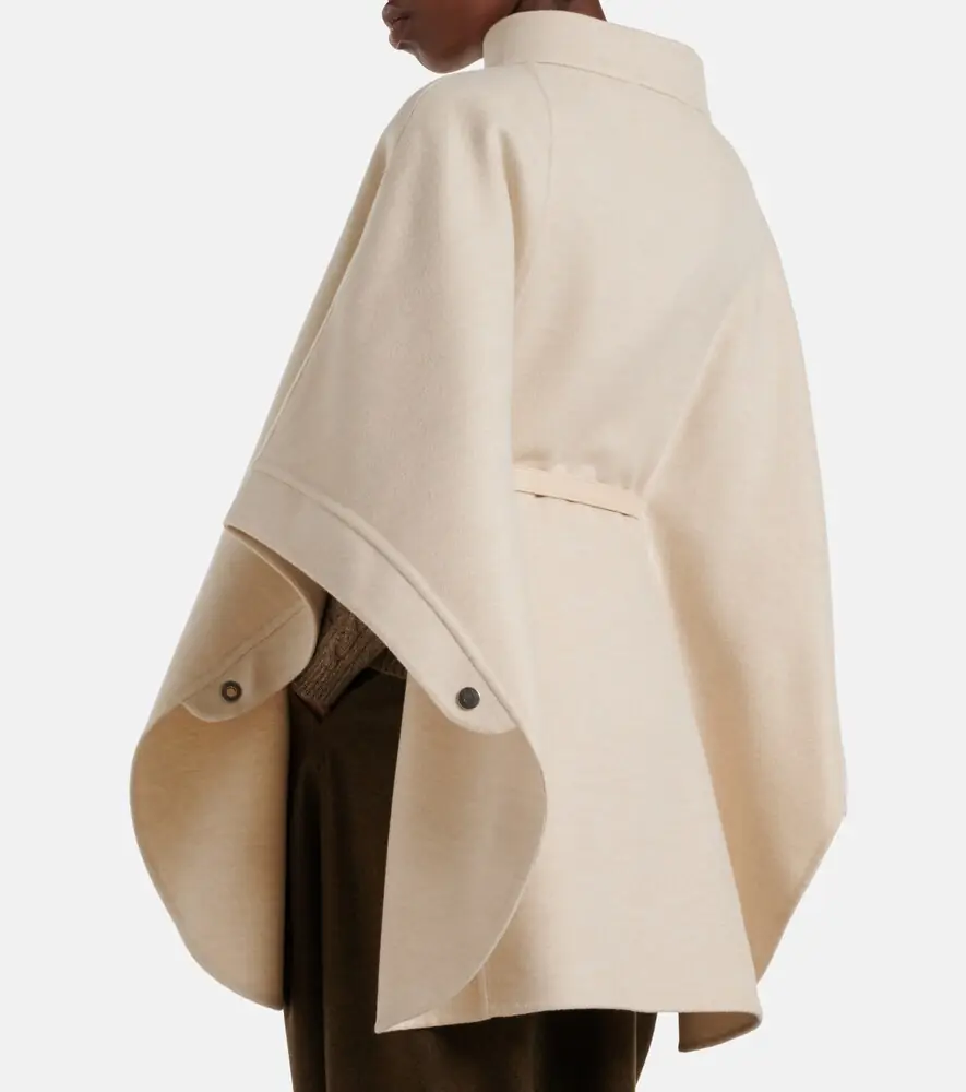 Loro Piana Salzburg leather-trimmed cashmere cape | Thumbnail 3 Loro Piana Salzburg leather-trimmed cashmere cape | Thumbnail 3