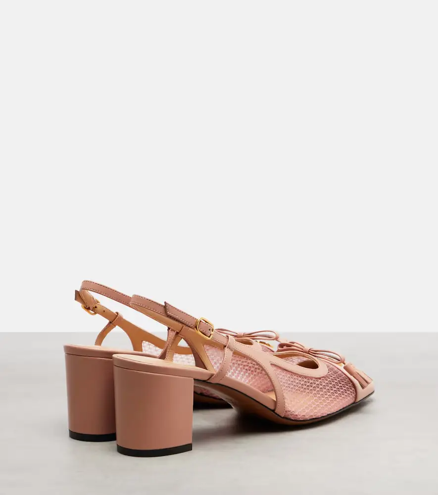 Valentino Garavani VLogo leather and mesh slingback pumps | Thumbnail 2