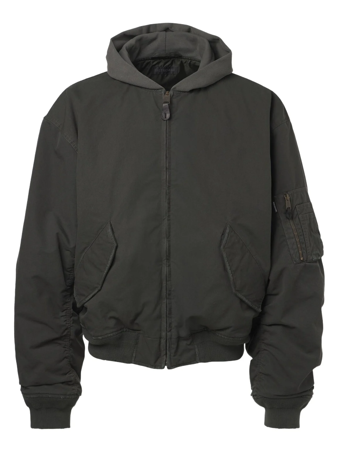 Cotton-blend hooded bomber jacket