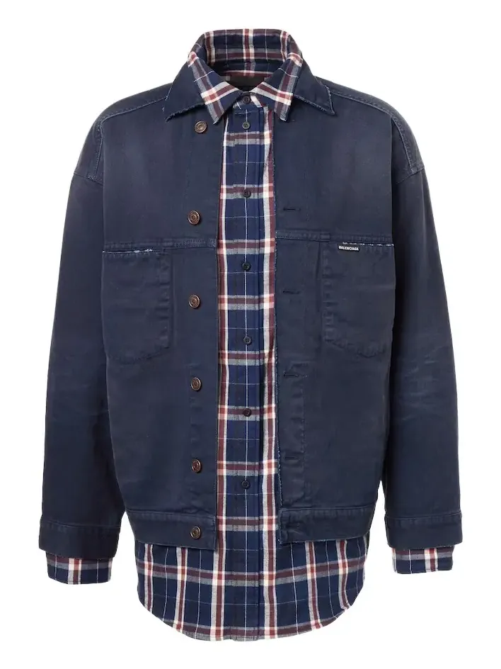 Checked layered denim jacket Checked layered denim jacket