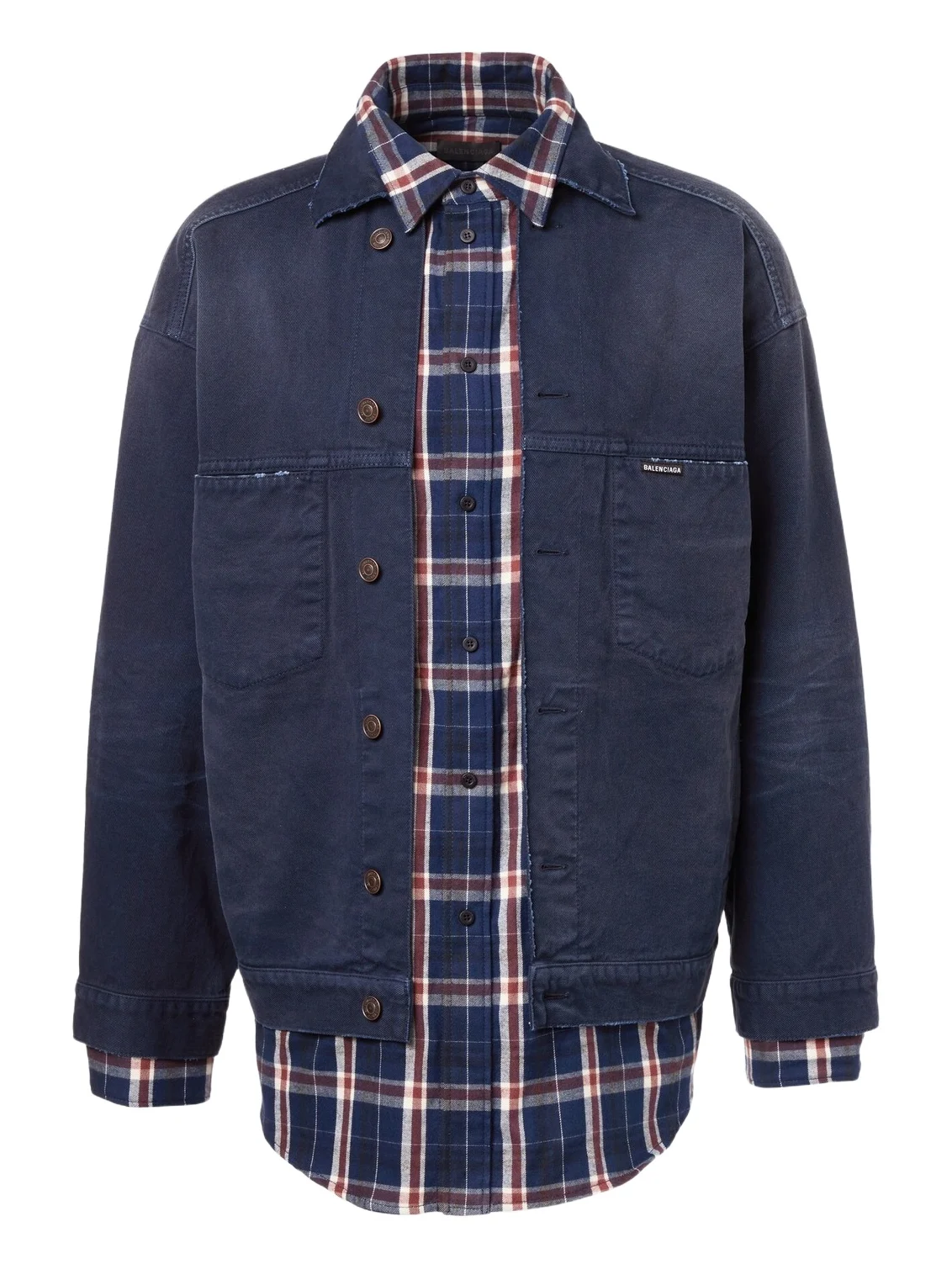 Checked layered denim jacket Checked layered denim jacket