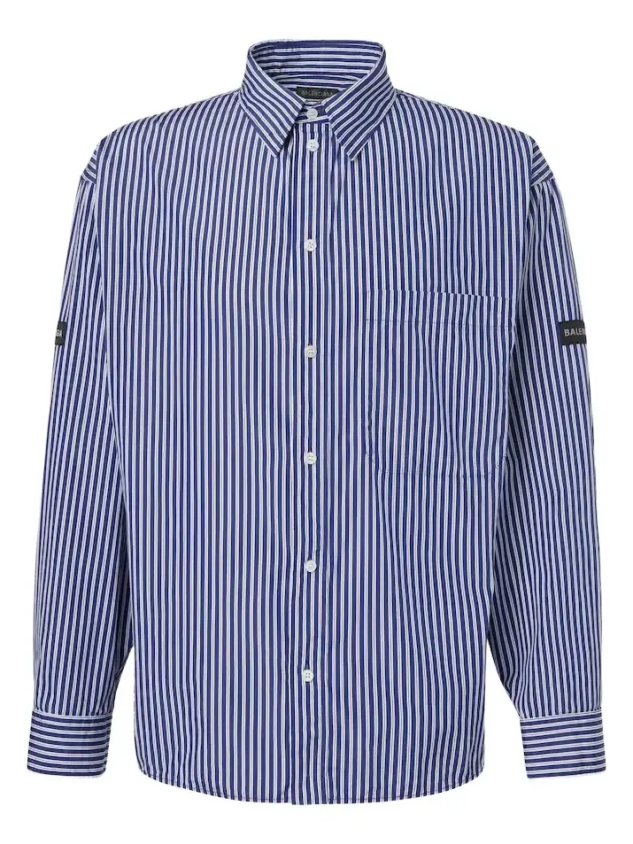 Striped cotton-blend poplin shirt