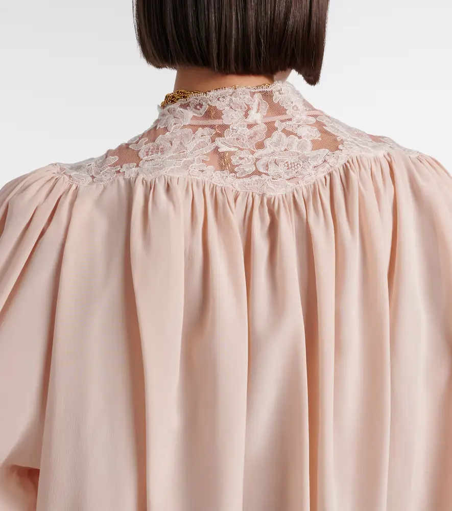 Chloé Chloé Lace-trimmed silk crêpe de chine blouse | Thumbnail 2 Chloé Chloé Lace-trimmed silk crêpe de chine blouse | Thumbnail 2