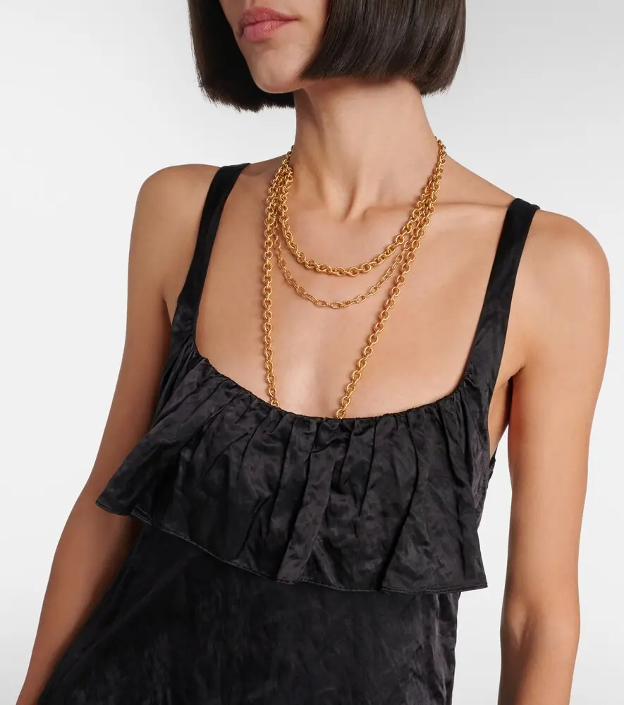 Chloe Chloé Ruffled satin minidress | Thumbnail 4 Chloe Chloé Ruffled satin minidress | Thumbnail 4
