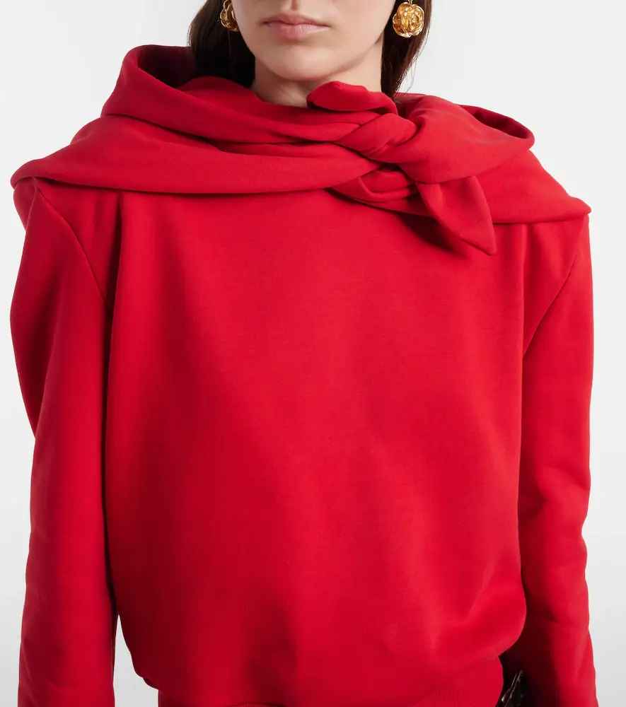 Magda Butrym Scarf-detail cotton-blend hoodie | Thumbnail 5