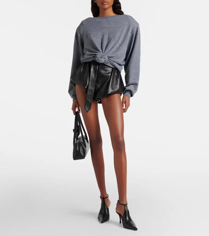 Magda Butrym Belted high-rise leather micro shorts | Thumbnail 3 Magda Butrym Belted high-rise leather micro shorts | Thumbnail 3