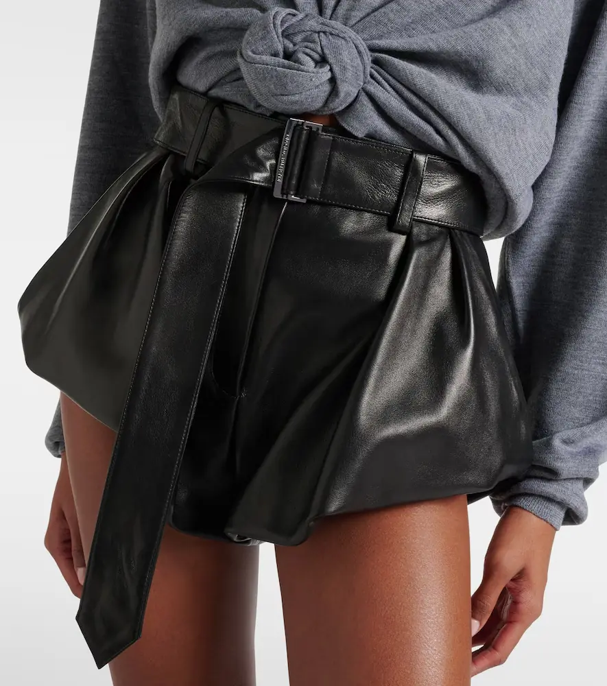 Magda Butrym Belted high-rise leather micro shorts | Thumbnail 4 Magda Butrym Belted high-rise leather micro shorts | Thumbnail 4