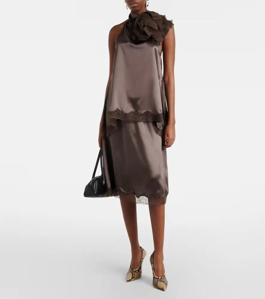 Magda Butrym Lace-trimmed silk satin slip skirt | Thumbnail 2 Magda Butrym Lace-trimmed silk satin slip skirt | Thumbnail 2