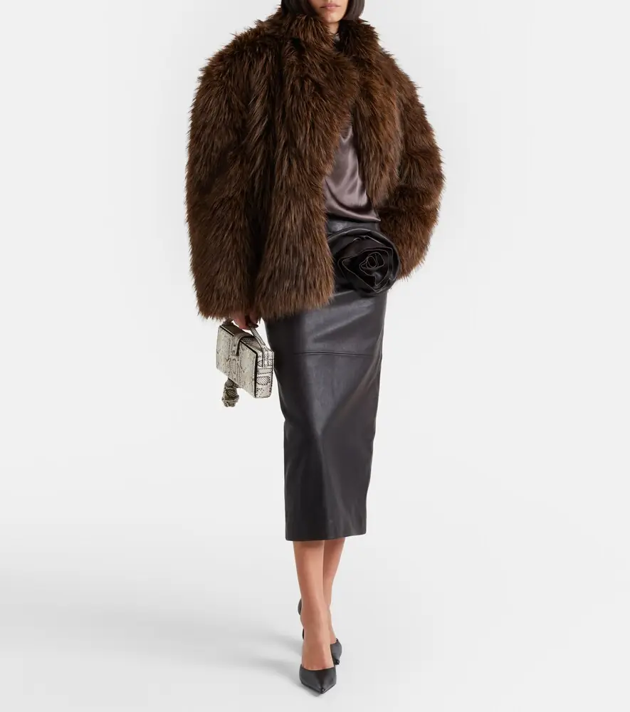 Magda Butrym Floral-appliqué leather midi skirt | Thumbnail 2