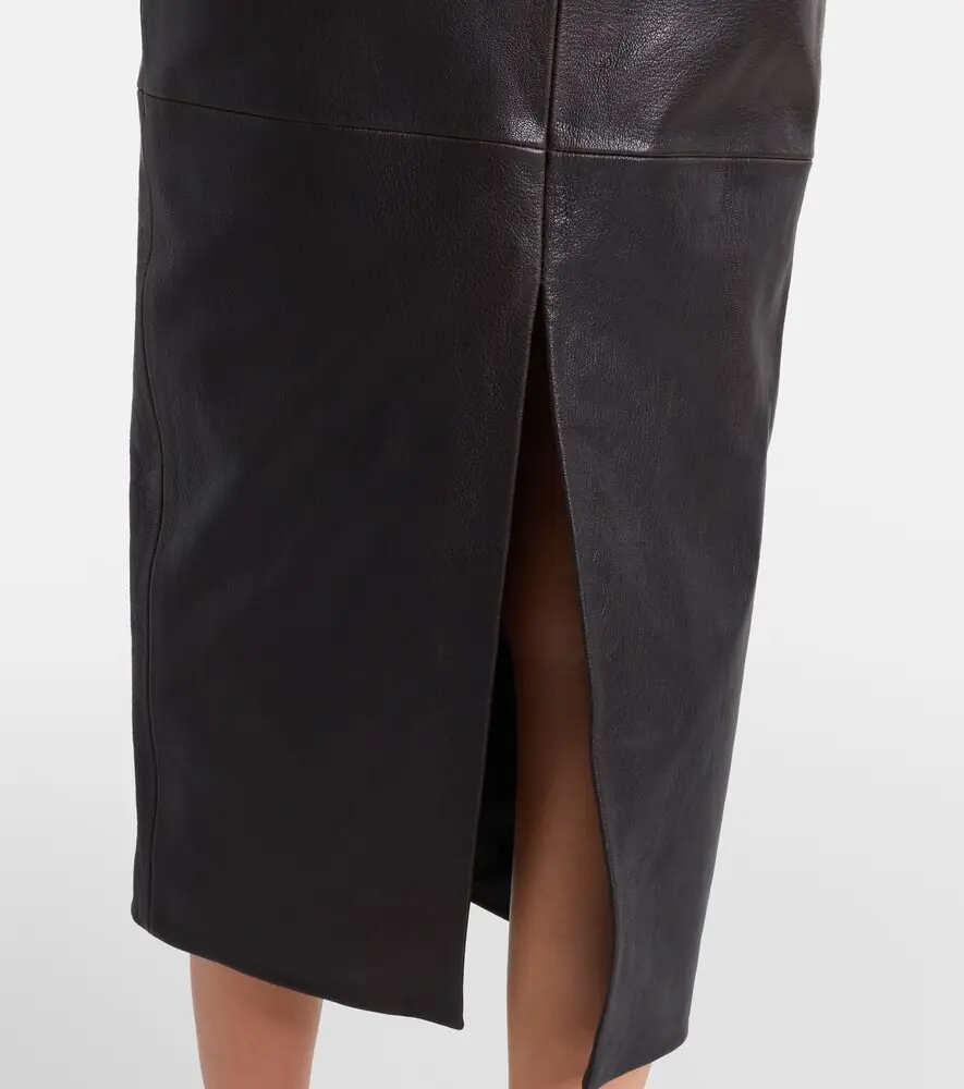 Magda Butrym Floral-appliqué leather midi skirt | Thumbnail 4