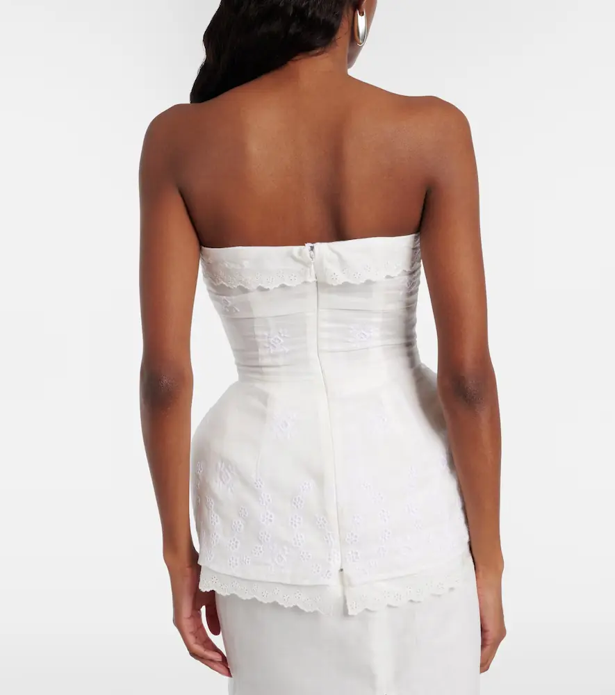 Magda Butrym Scalloped cotton-blend bandeau top | Thumbnail 3 Magda Butrym Scalloped cotton-blend bandeau top | Thumbnail 3