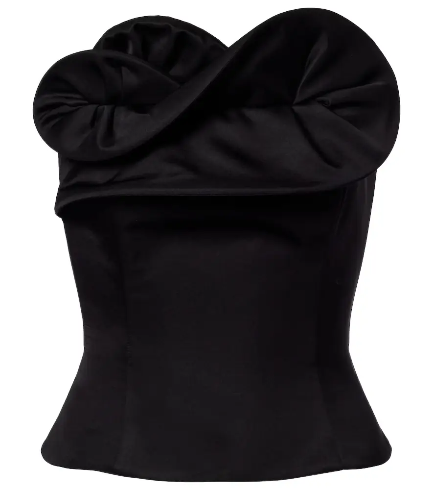 Ruffled wool and silk bustier top Ruffled wool and silk bustier top