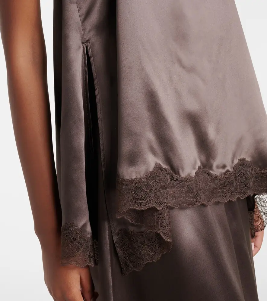 Magda Butrym Floral-appliqué lace-trimmed silk satin top | Thumbnail 5