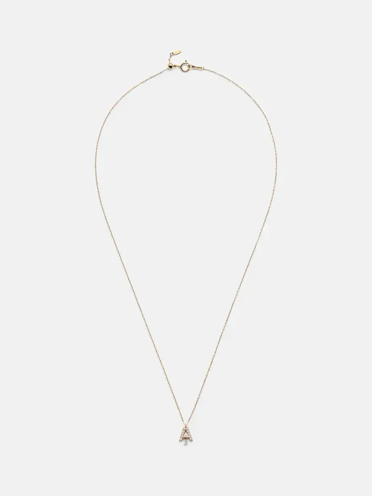 Persée Persée Alphabet A 18kt gold necklace with diamonds