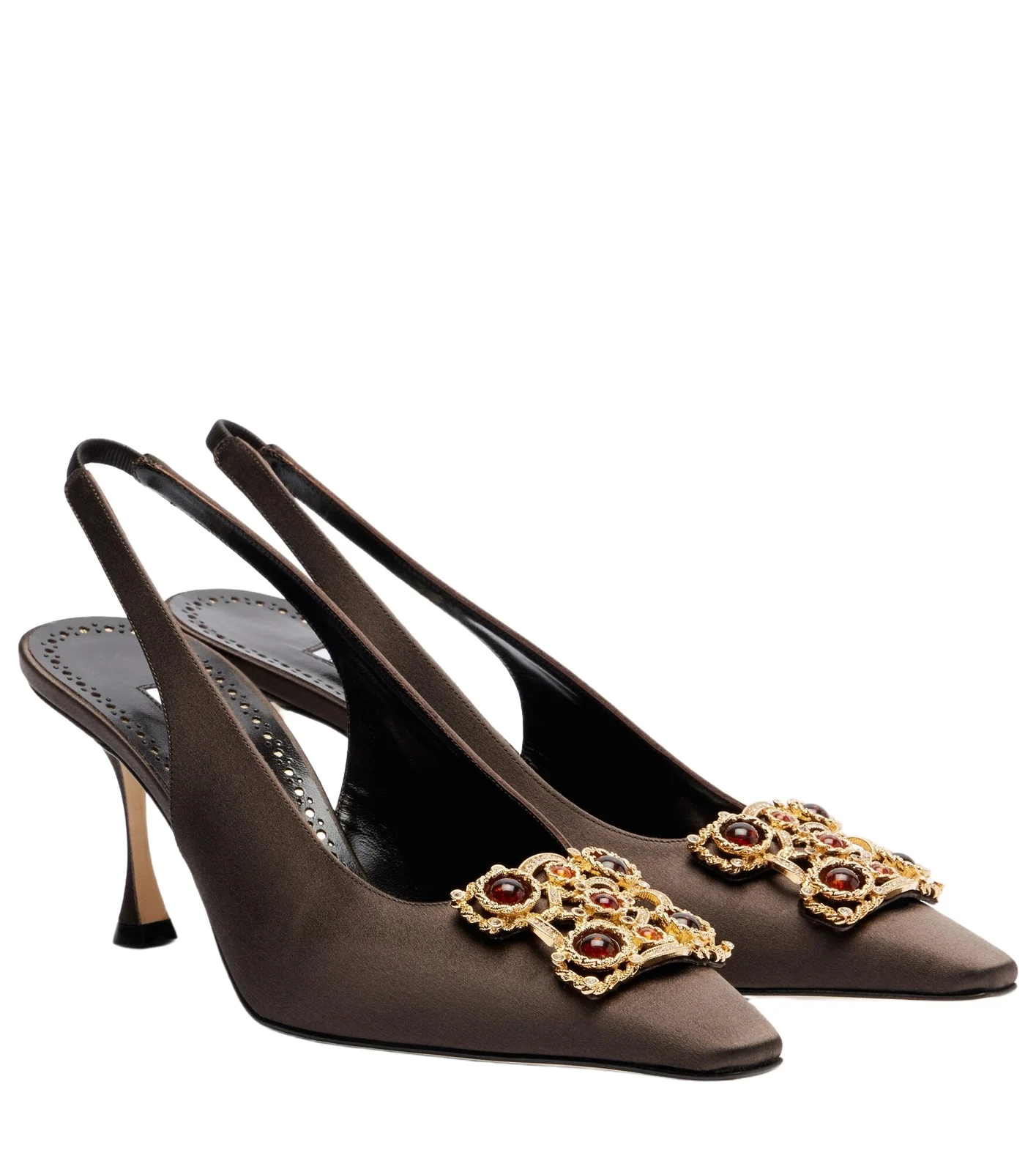 Cupida 70 embellished satin slingback pumps Cupida 70 embellished satin slingback pumps