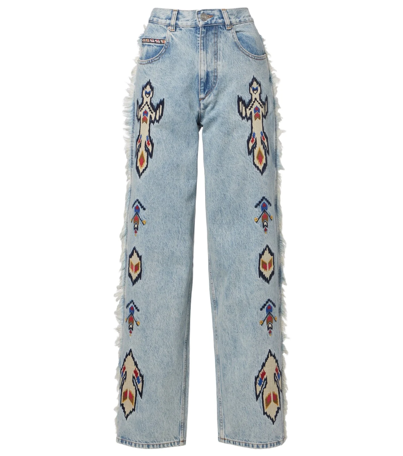 Maella embroidered fringed straight jeans Maella embroidered fringed straight jeans