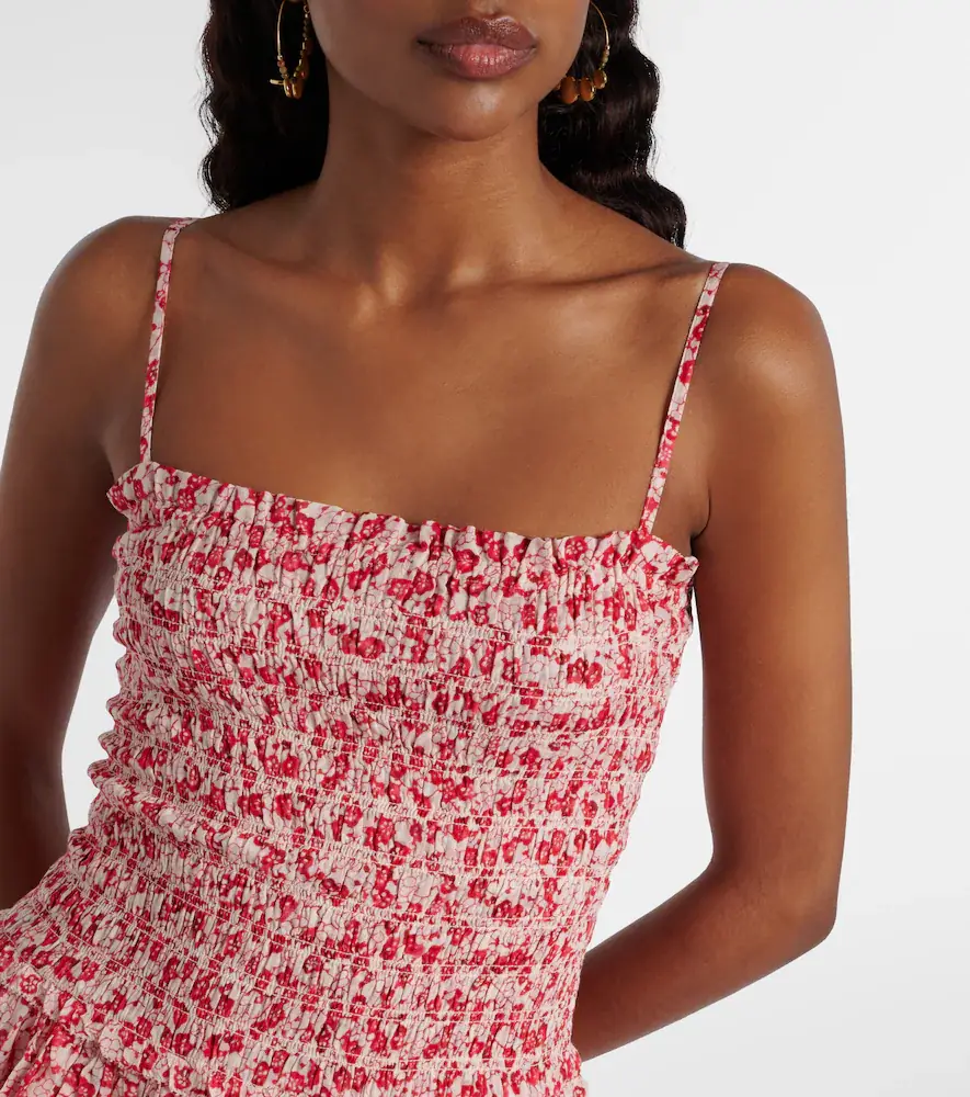 Marant Étoile Elodie floral smocked cotton minidress | Thumbnail 3