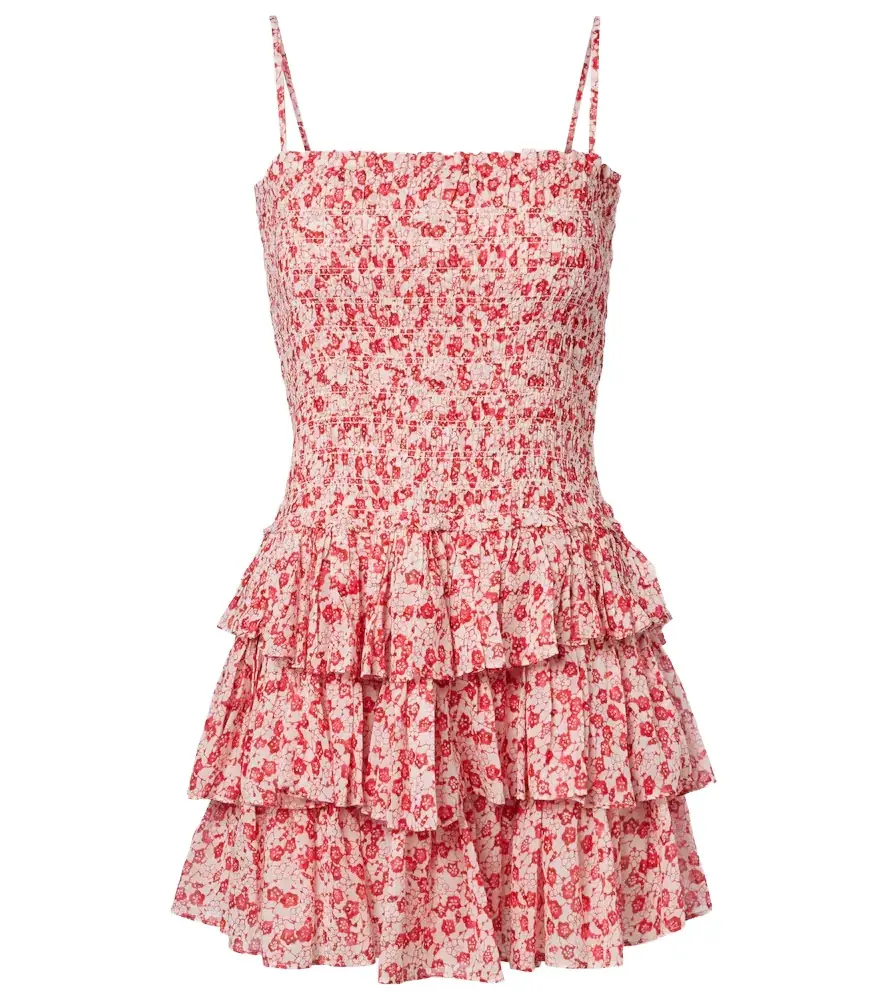 Marant Étoile Elodie floral smocked cotton minidress
