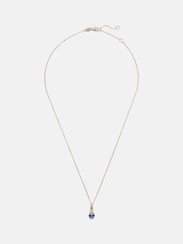 Full Volume 14kt gold necklace with sapphire and diamond Full Volume 14kt gold necklace with sapphire and diamond