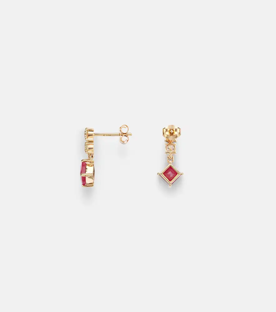 STONE AND STRAND 14kt gold earrings with diamonds, pink sapphire, and ruby | Thumbnail 4 STONE AND STRAND 14kt gold earrings with diamonds, pink sapphire, and ruby | Thumbnail 4