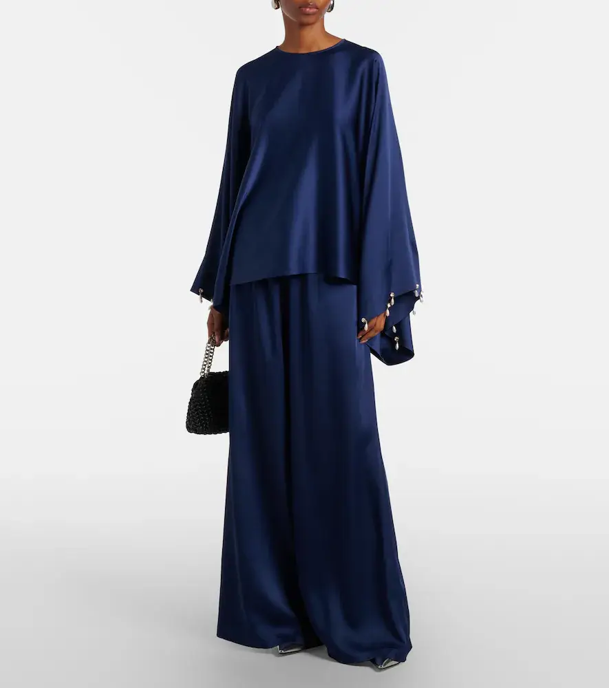 Stella McCartney Faux pearl-embellished satin top | Thumbnail 3
