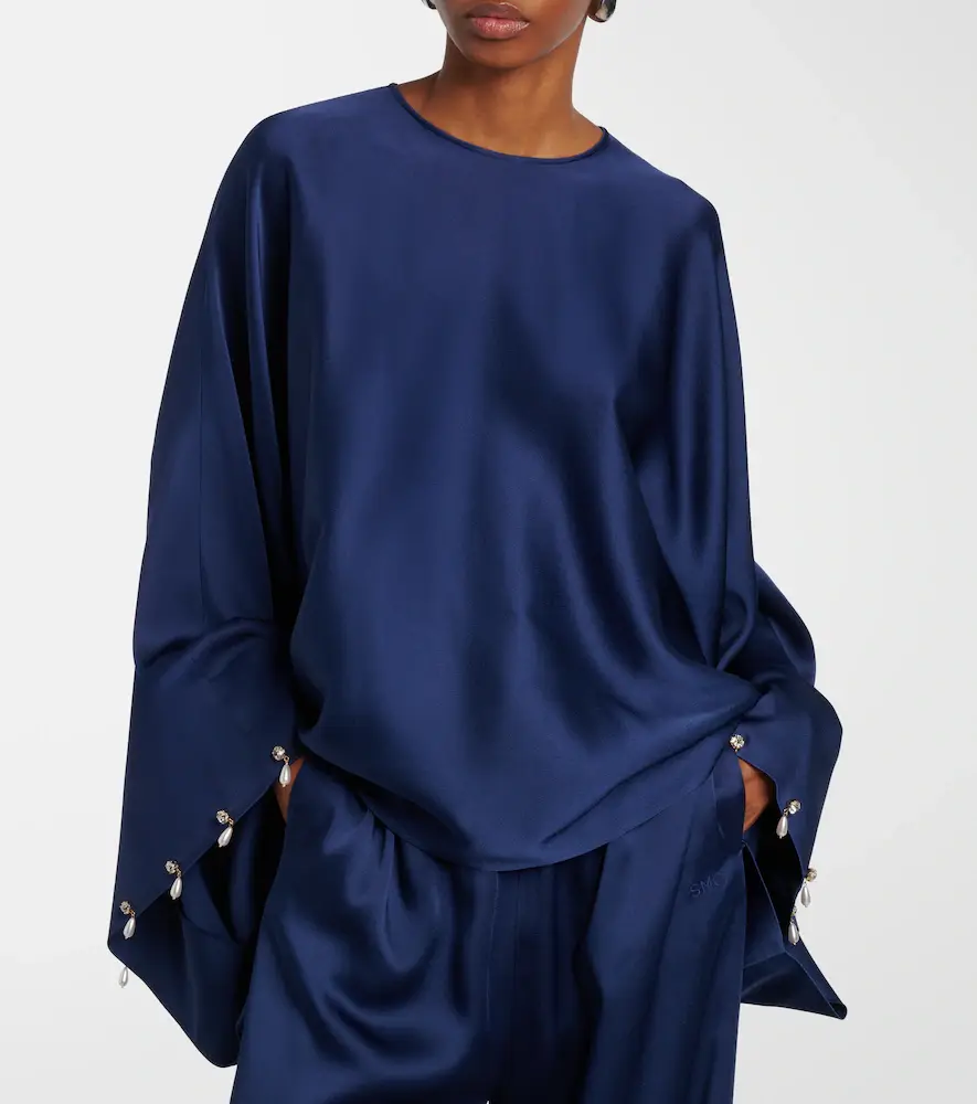 Stella McCartney Faux pearl-embellished satin top | Thumbnail 6