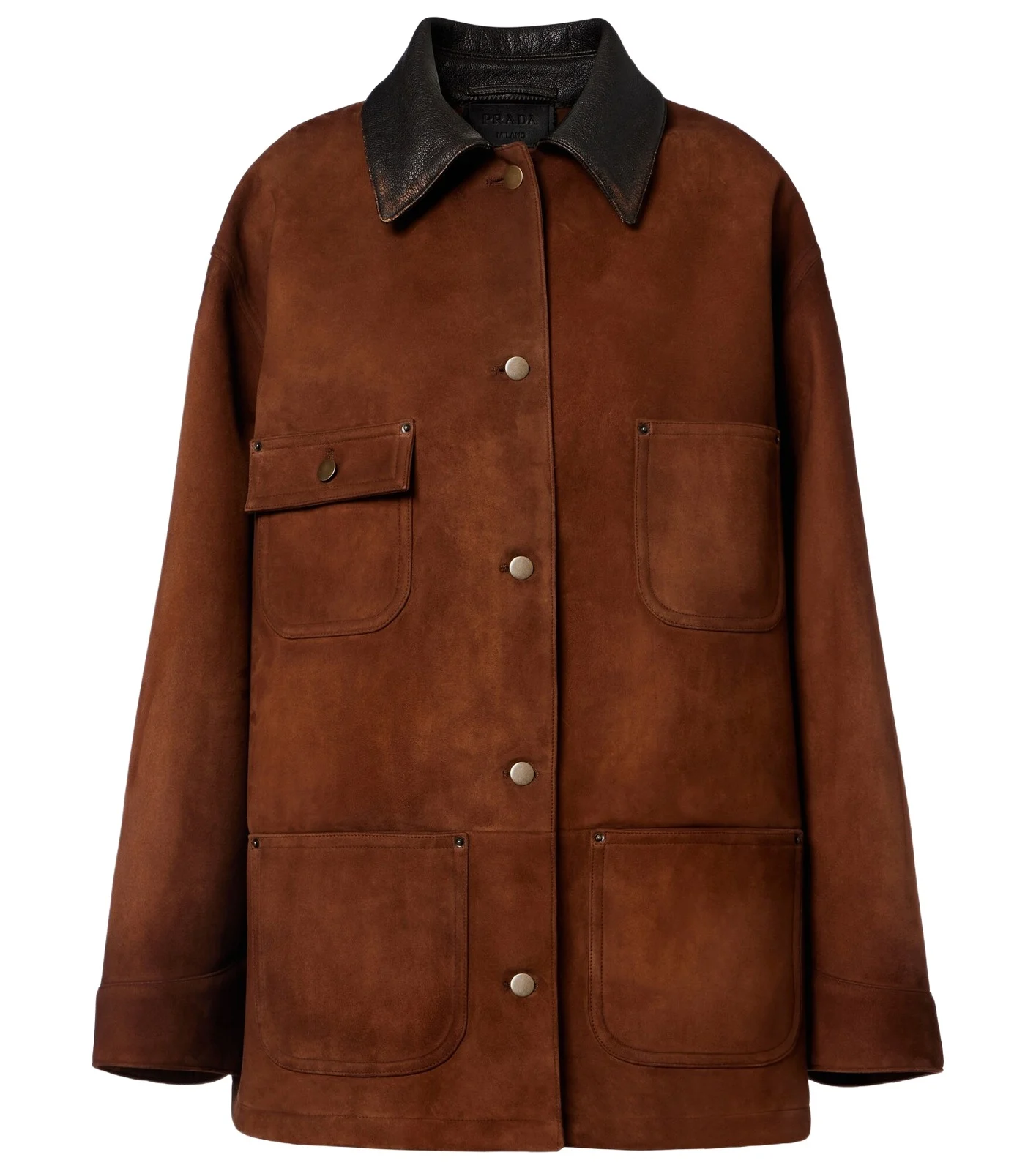 Prada Leather-trimmed suede field jacket