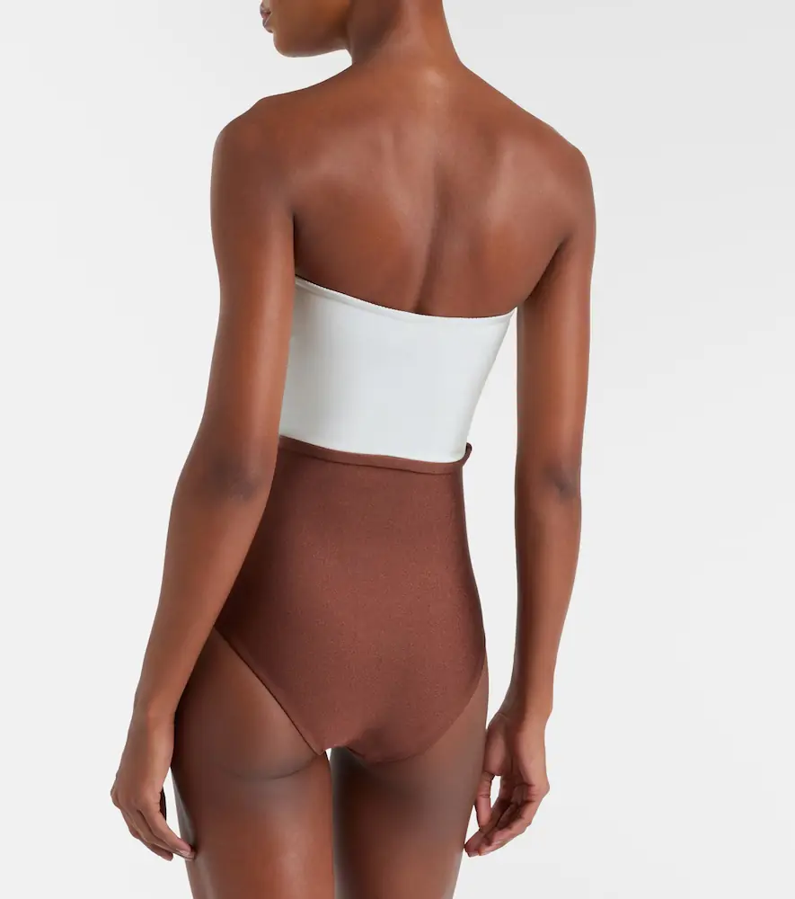 ADRIANA DEGREAS Bicolor belted swimsuit | Thumbnail 4