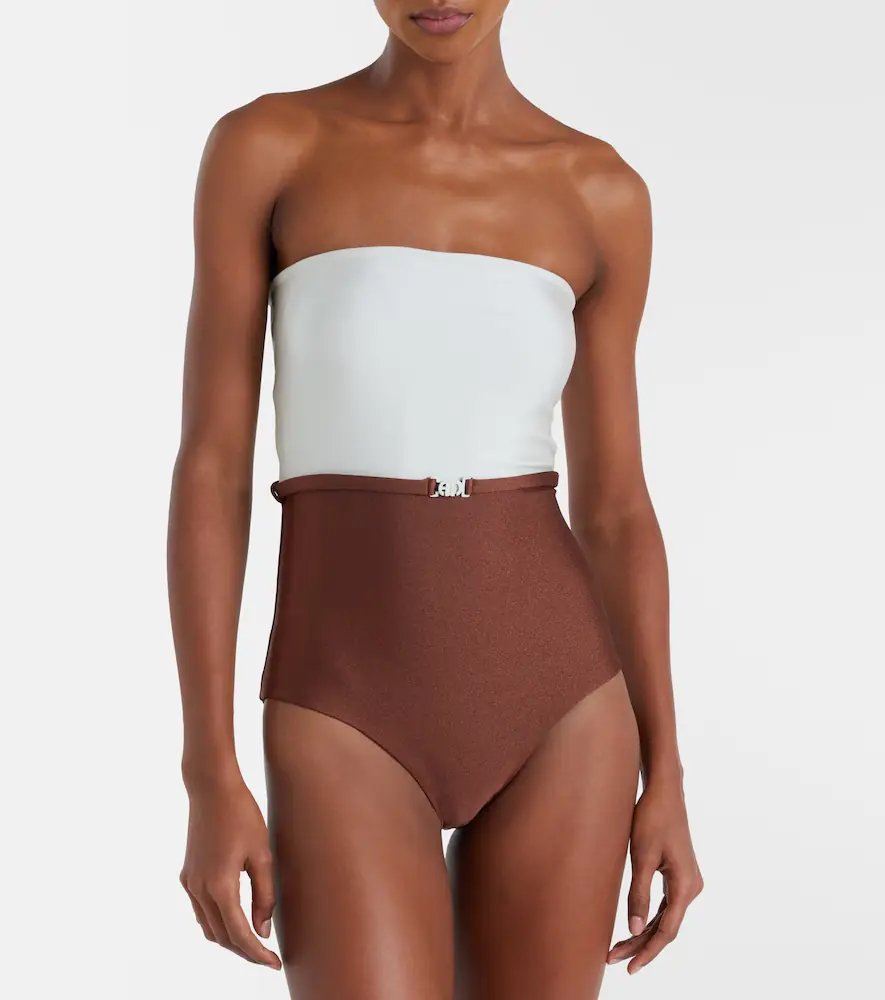 ADRIANA DEGREAS Bicolor belted swimsuit | Thumbnail 5
