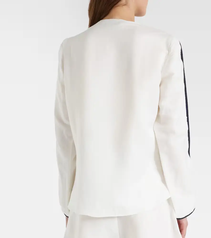ADRIANA DEGREAS Bicolor linen-blend top | Thumbnail 4